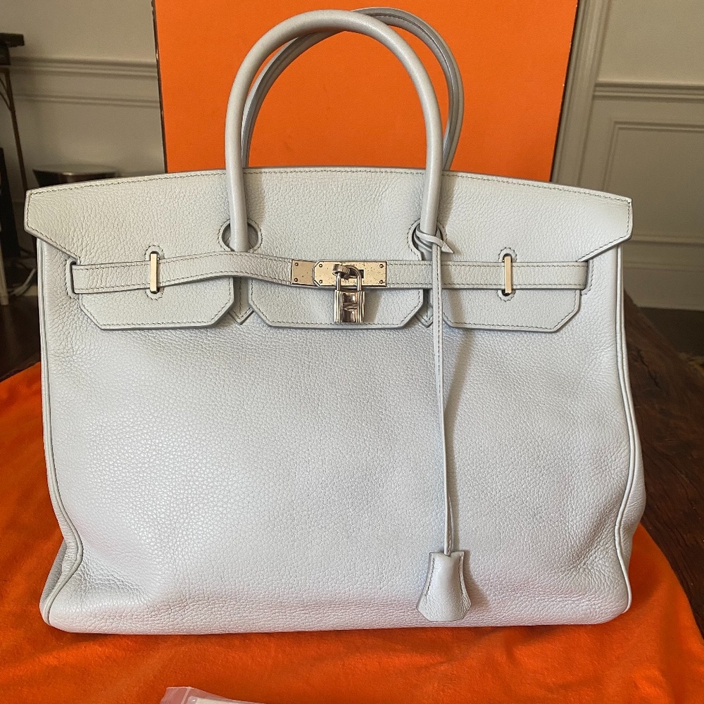 Hermès Birkin bag 35 cm, chalk grey with Palladium hardware